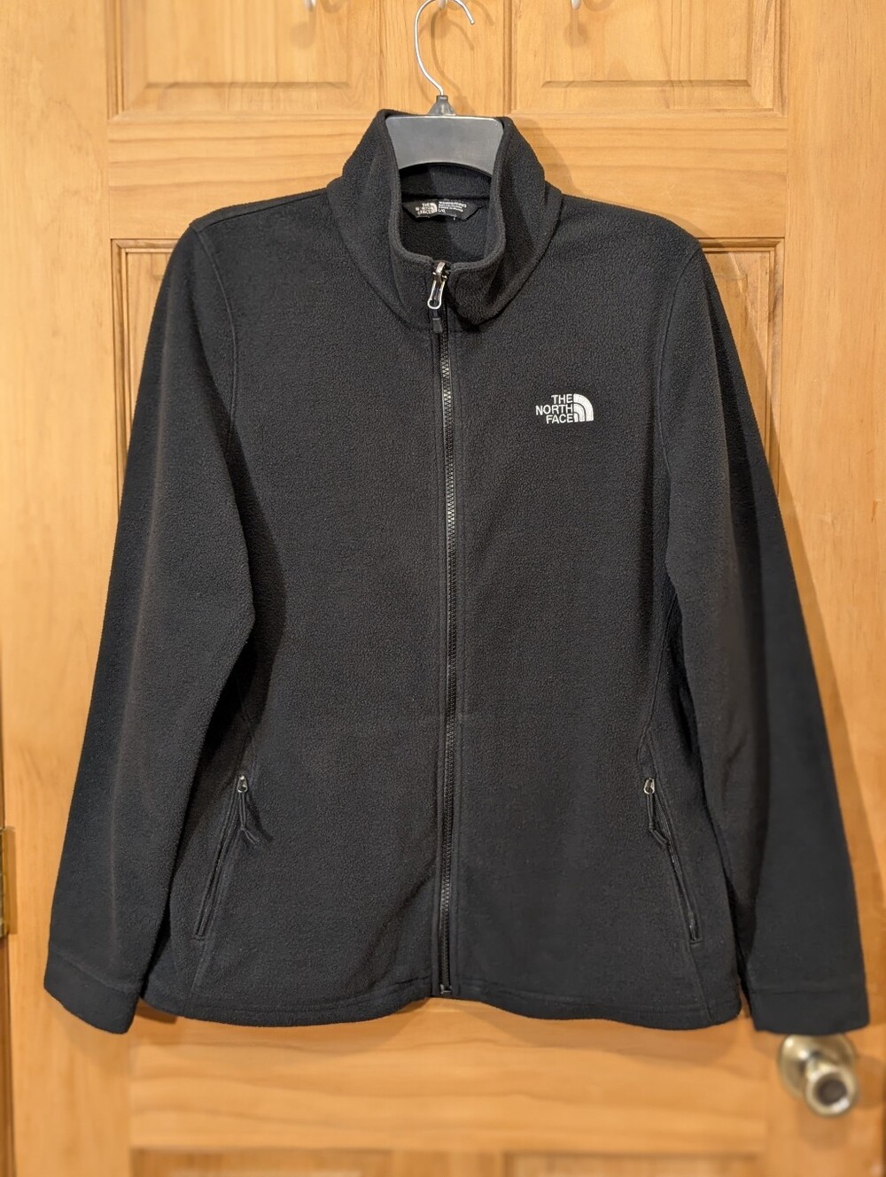 The North Face Fleece Jacket Full Zip Mock Neck Black Sweater Women's LG Outdoor